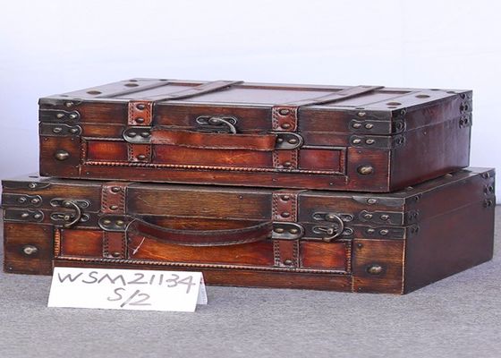 Red Brown CARB L40x30x15 Wooden Trunk Box For Home